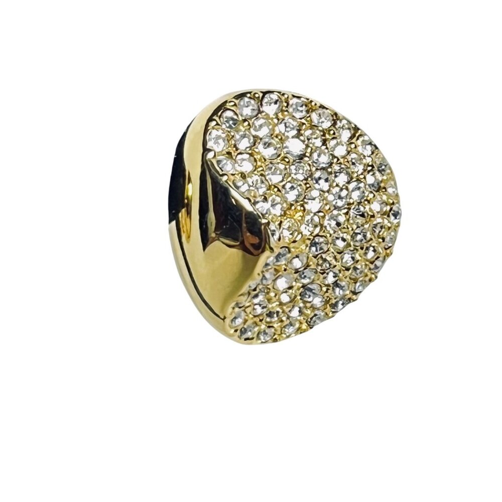 Blanca Gold Tone And Clear Rhinestone Clip On Earrings (6082) - Picture 3 of 7